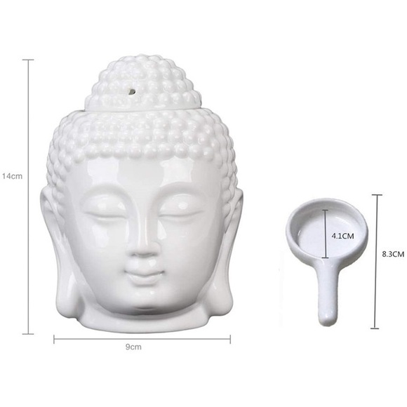 White ceramic Buddha head oil warmer - Picture 6 of 7